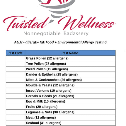 ALLG+IGE FOOD + ENVIRONMENTAL ALLERGY TESTING