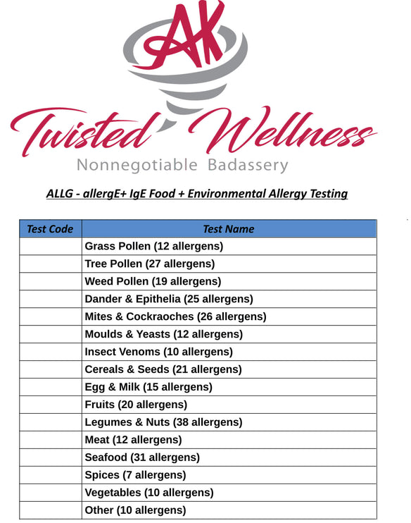 ALLG+IGE FOOD + ENVIRONMENTAL ALLERGY TESTING